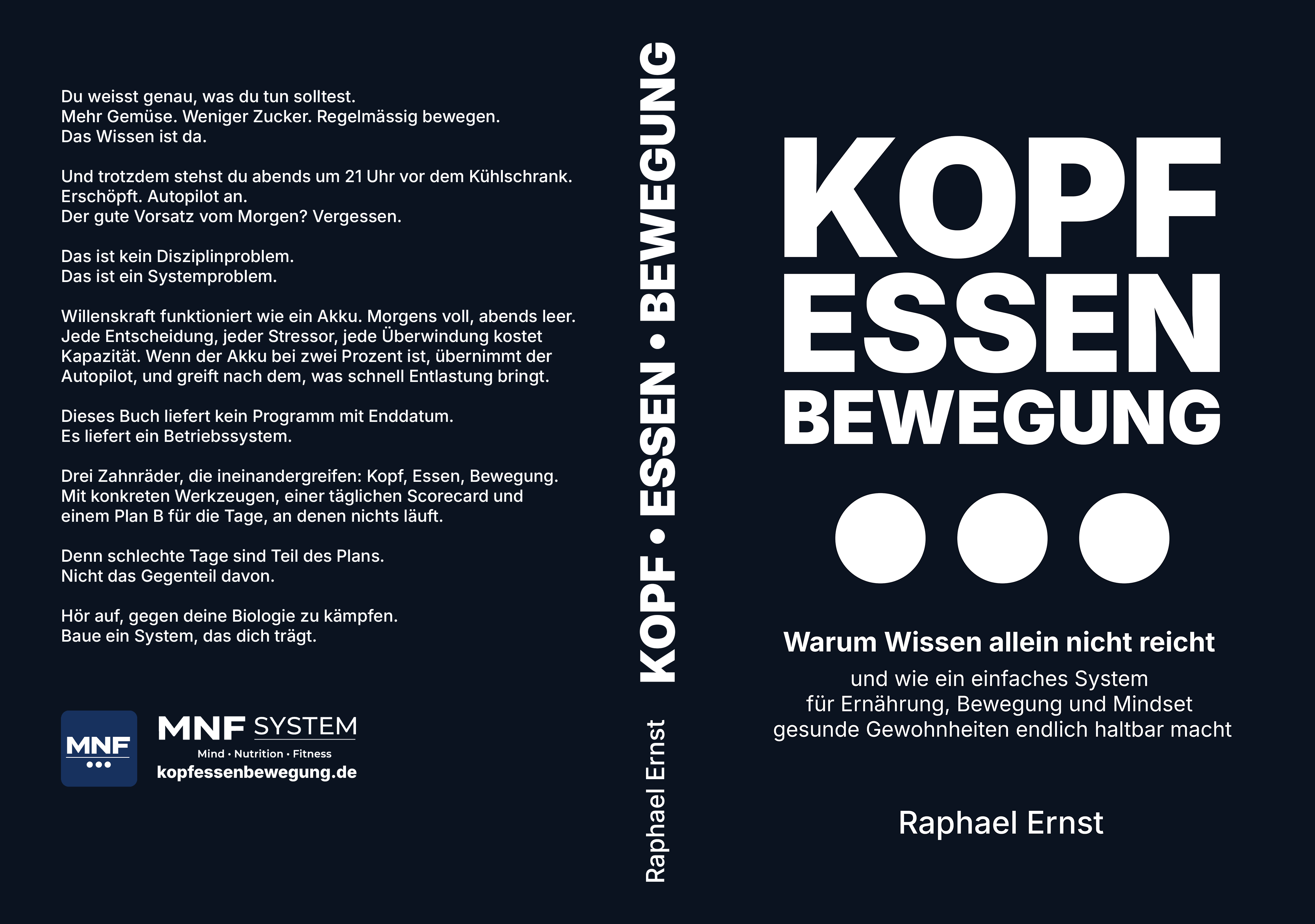 Original-R&uuml;ckseite von Kopf &middot; Essen &middot; Bewegung mit dem vollst&auml;ndigen R&uuml;ckentext